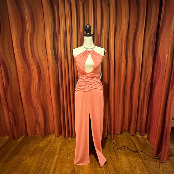 RARE NWT La Perla Vintage Coral Halter Gown - Picture 1 of 5